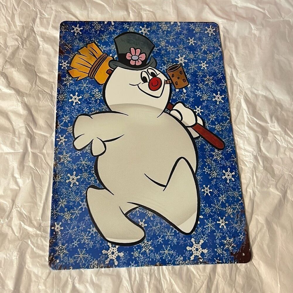 8”x12” Metal Tin Sign – Frosty the Snowman Christmas Decor Replica